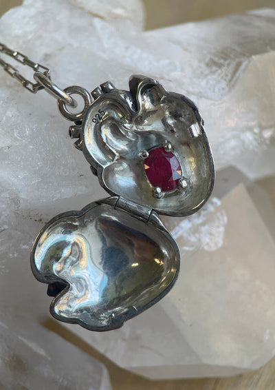 ANATOMICAL HEART LOCKET RUBY-Necklaces-Corkysaintclair Melbourne