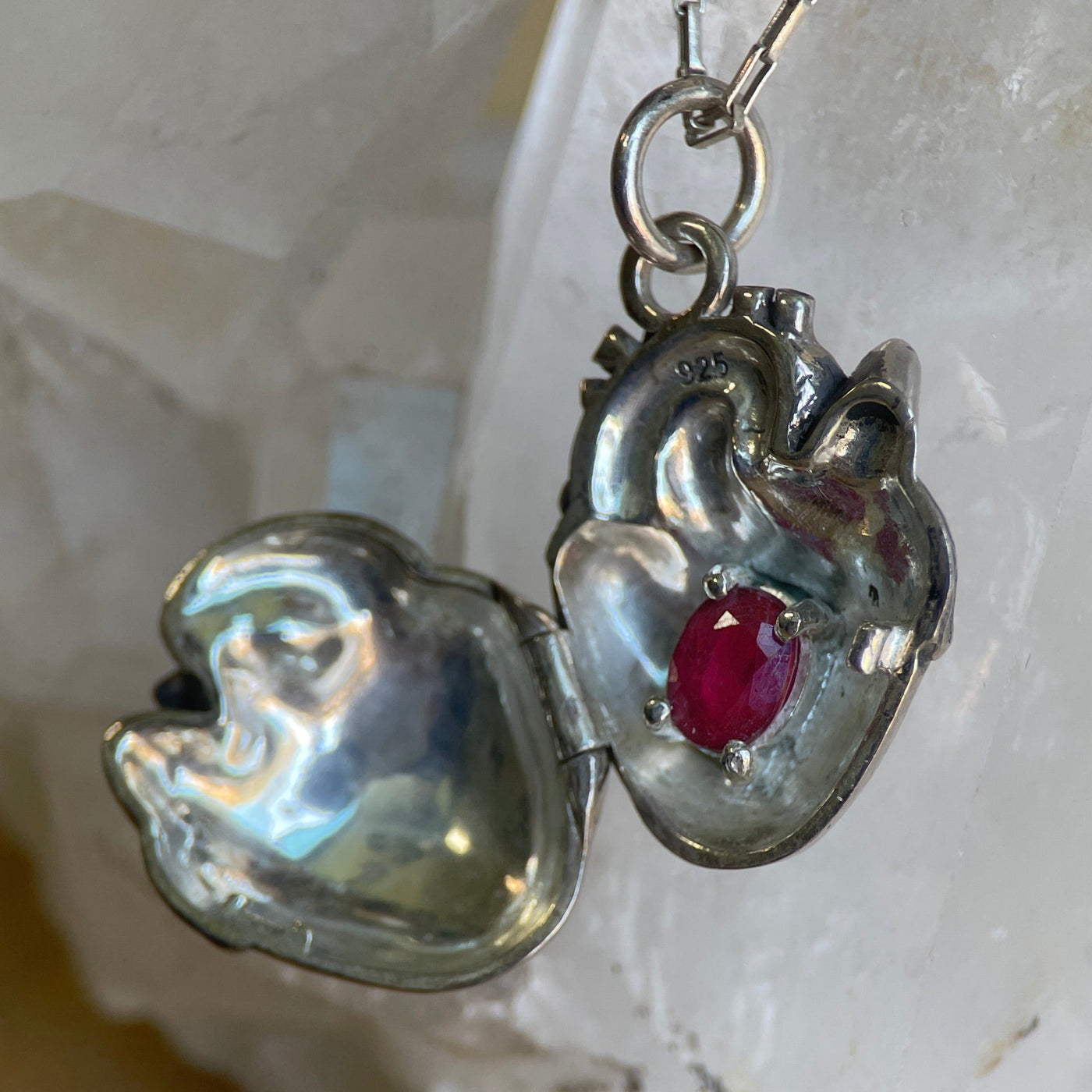 ANATOMICAL HEART LOCKET RUBY-Necklaces-Corkysaintclair Melbourne