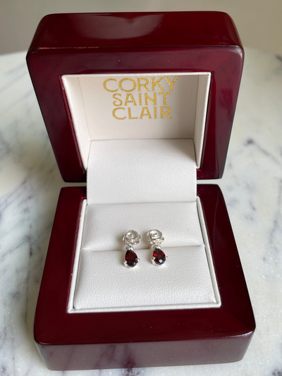 BLOOD ROSES I GARNET-Earrings-Corkysaintclair Melbourne