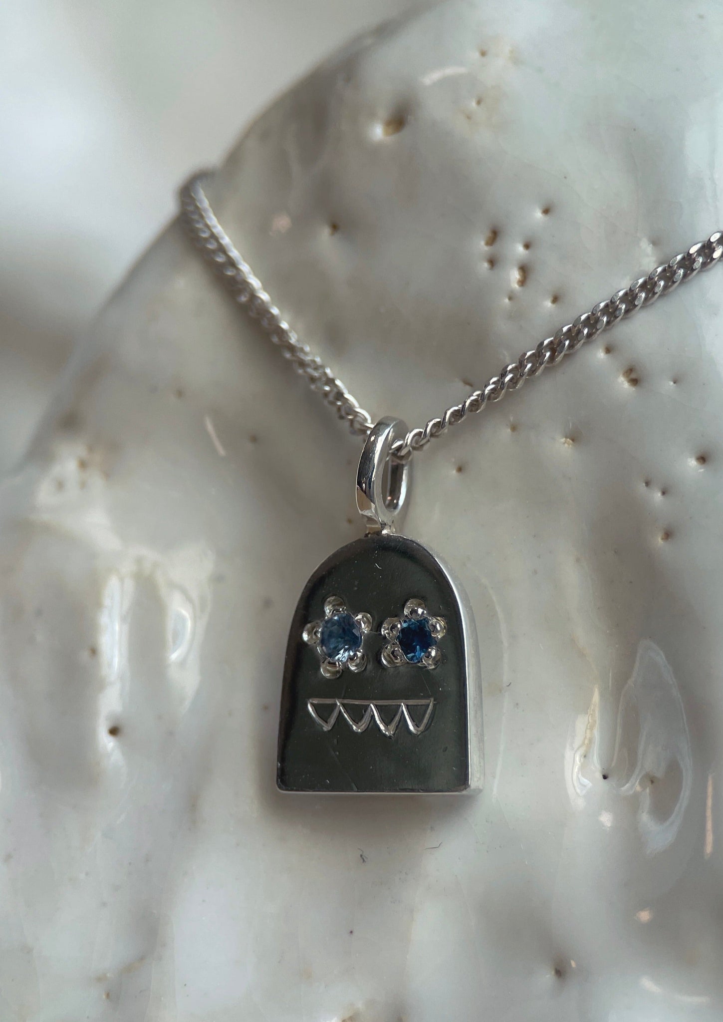 GHOSTIE PENDANT BLUE SAPPHIRE-Necklaces-Corkysaintclair Melbourne
