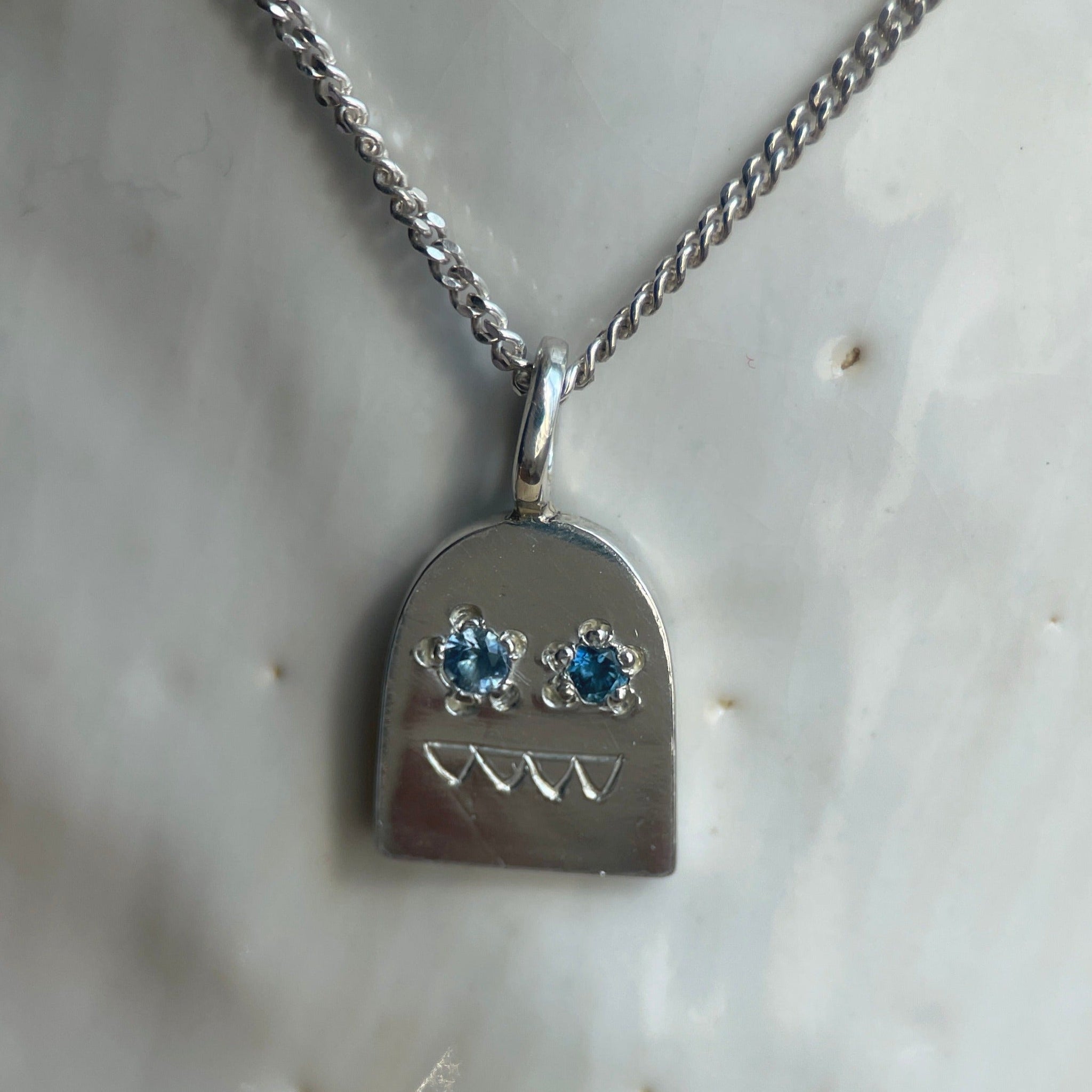 GHOSTIE PENDANT BLUE SAPPHIRE-Necklaces-Corkysaintclair Melbourne