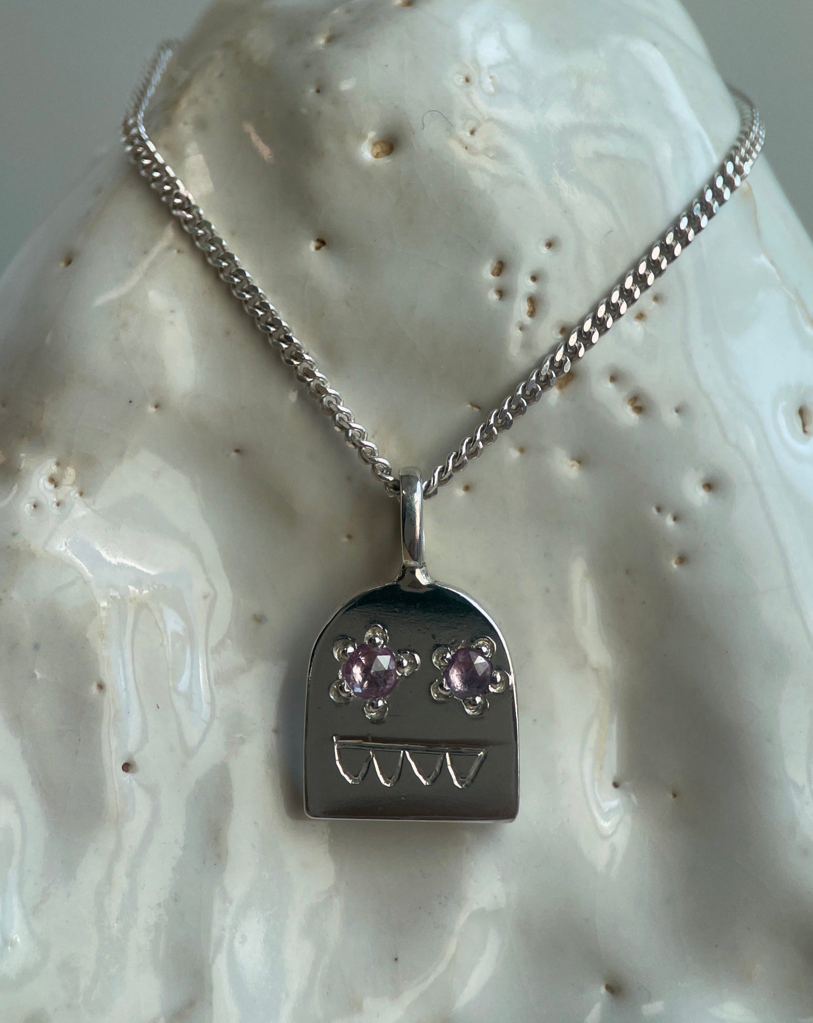 GHOSTIE PENDANT PINK SAPPHIRE-Necklaces-Corkysaintclair Melbourne