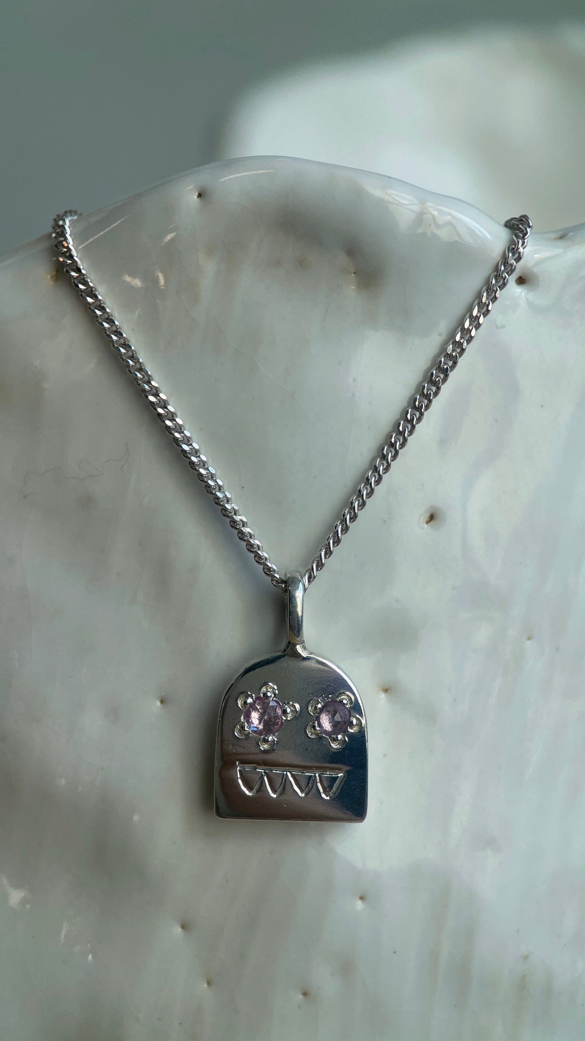 GHOSTIE PENDANT PINK SAPPHIRE-Necklaces-Corkysaintclair Melbourne