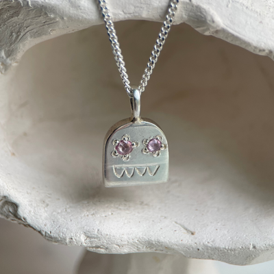 GHOSTIE PENDANT PINK SAPPHIRE-Necklaces-Corkysaintclair Melbourne