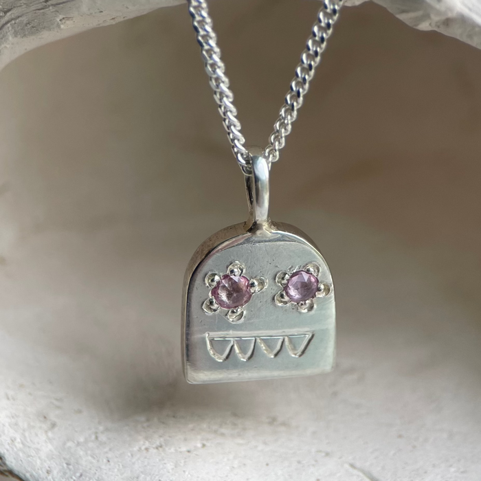 GHOSTIE PENDANT PINK SAPPHIRE-Necklaces-Corkysaintclair Melbourne
