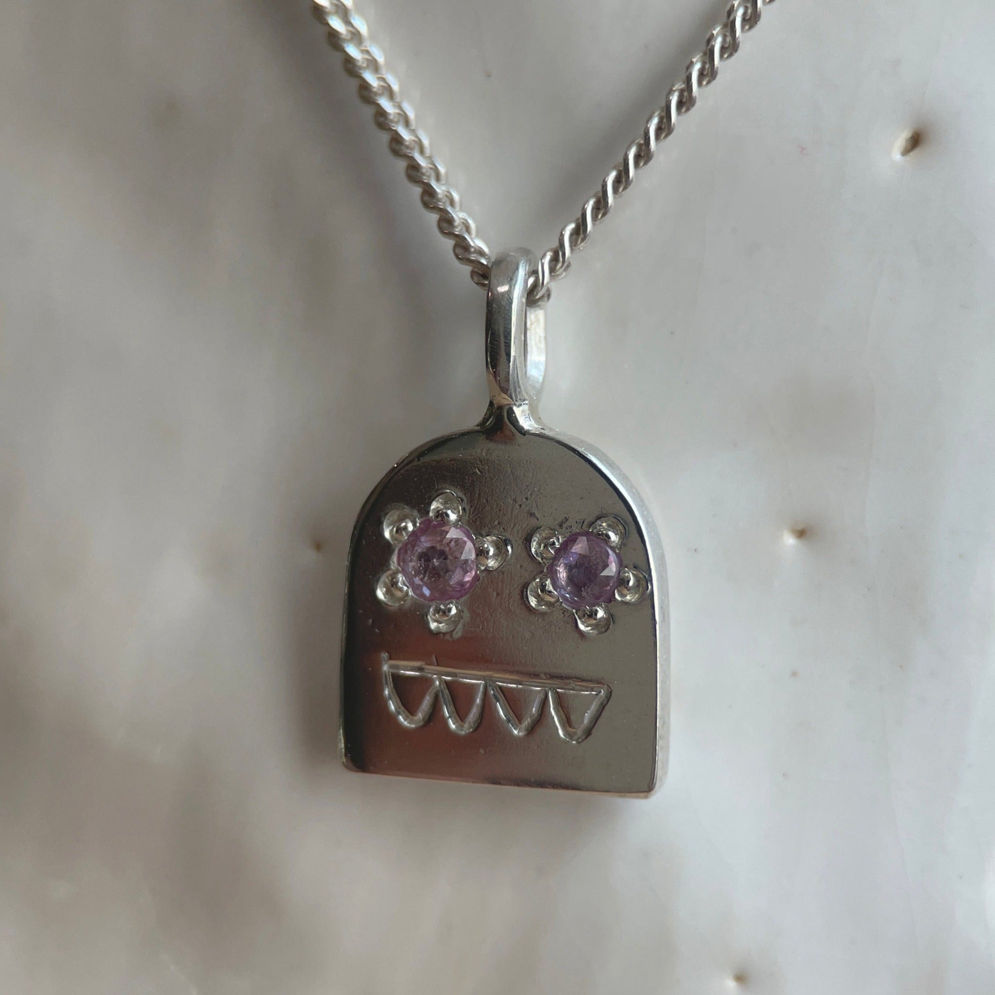 GHOSTIE PENDANT PINK SAPPHIRE-Necklaces-Corkysaintclair Melbourne