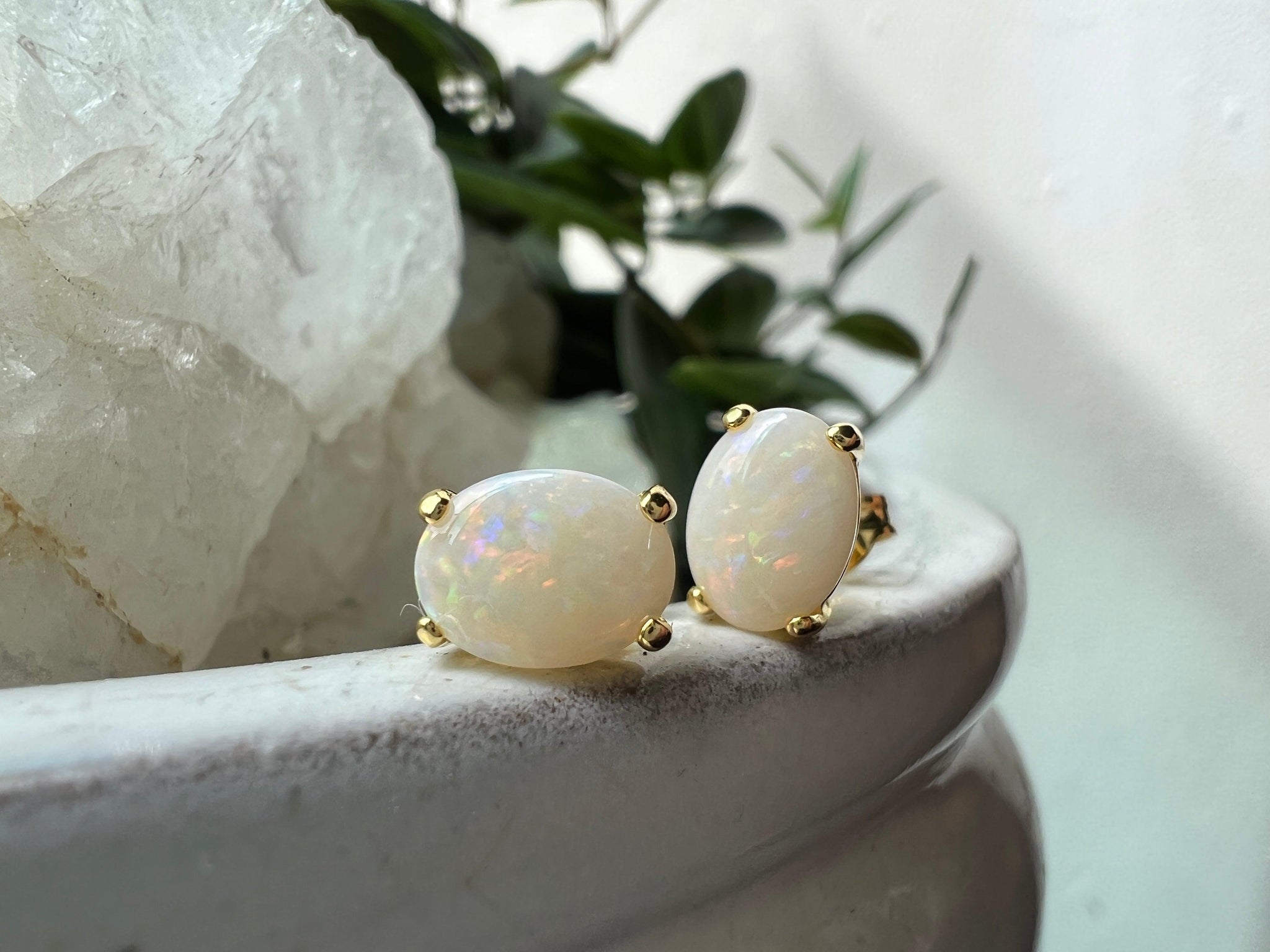 White opal earring clearance