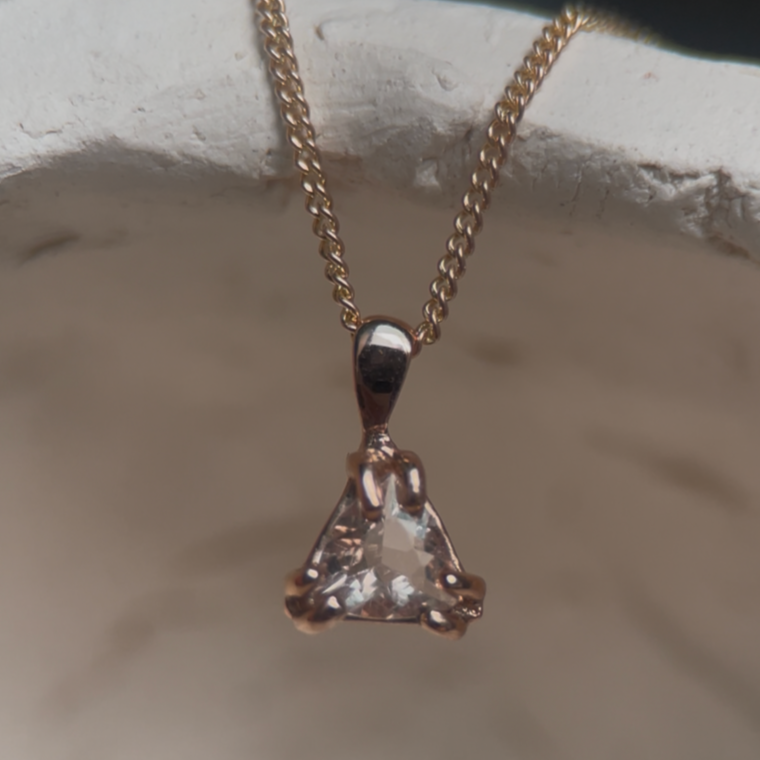 ROSE GOLD MORGANITE TRILLIONAIRE PENDANT-Necklaces-Corkysaintclair Melbourne