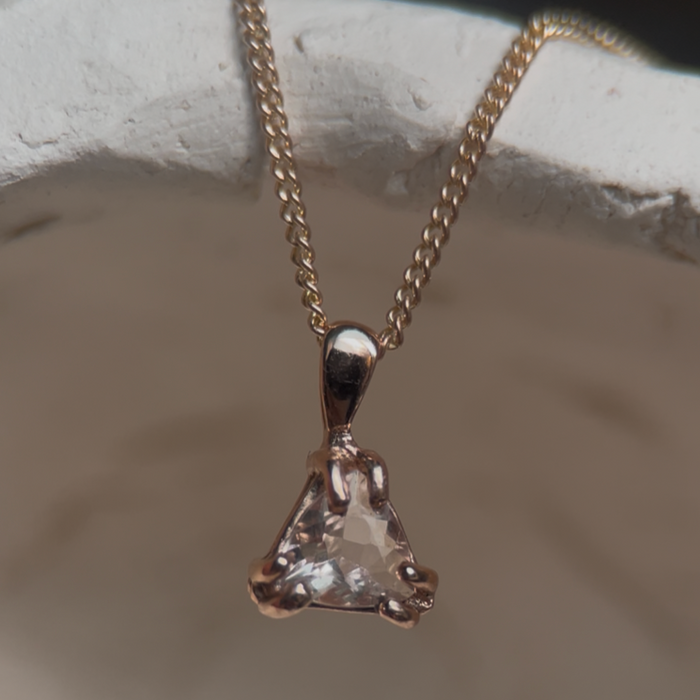 ROSE GOLD MORGANITE TRILLIONAIRE PENDANT-Necklaces-Corkysaintclair Melbourne