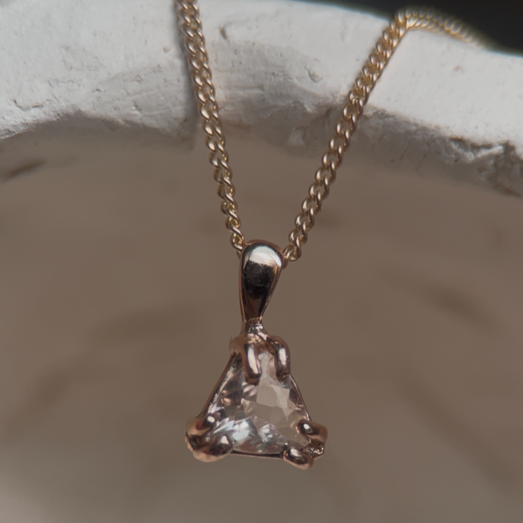 ROSE GOLD MORGANITE TRILLIONAIRE PENDANT-Necklaces-Corkysaintclair Melbourne