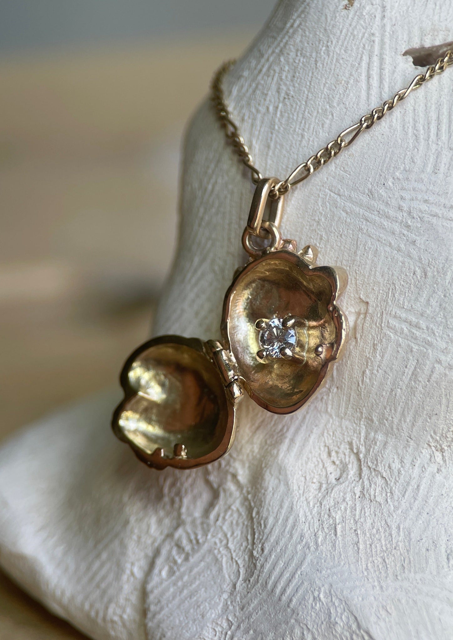 SOLID GOLD HEART LOCKET - DIAMOND-Necklaces-Corkysaintclair Melbourne