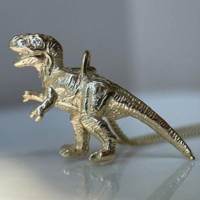 SOLID GOLD T-REX WITH DIAMOND EYES-Necklaces-Corkysaintclair Melbourne