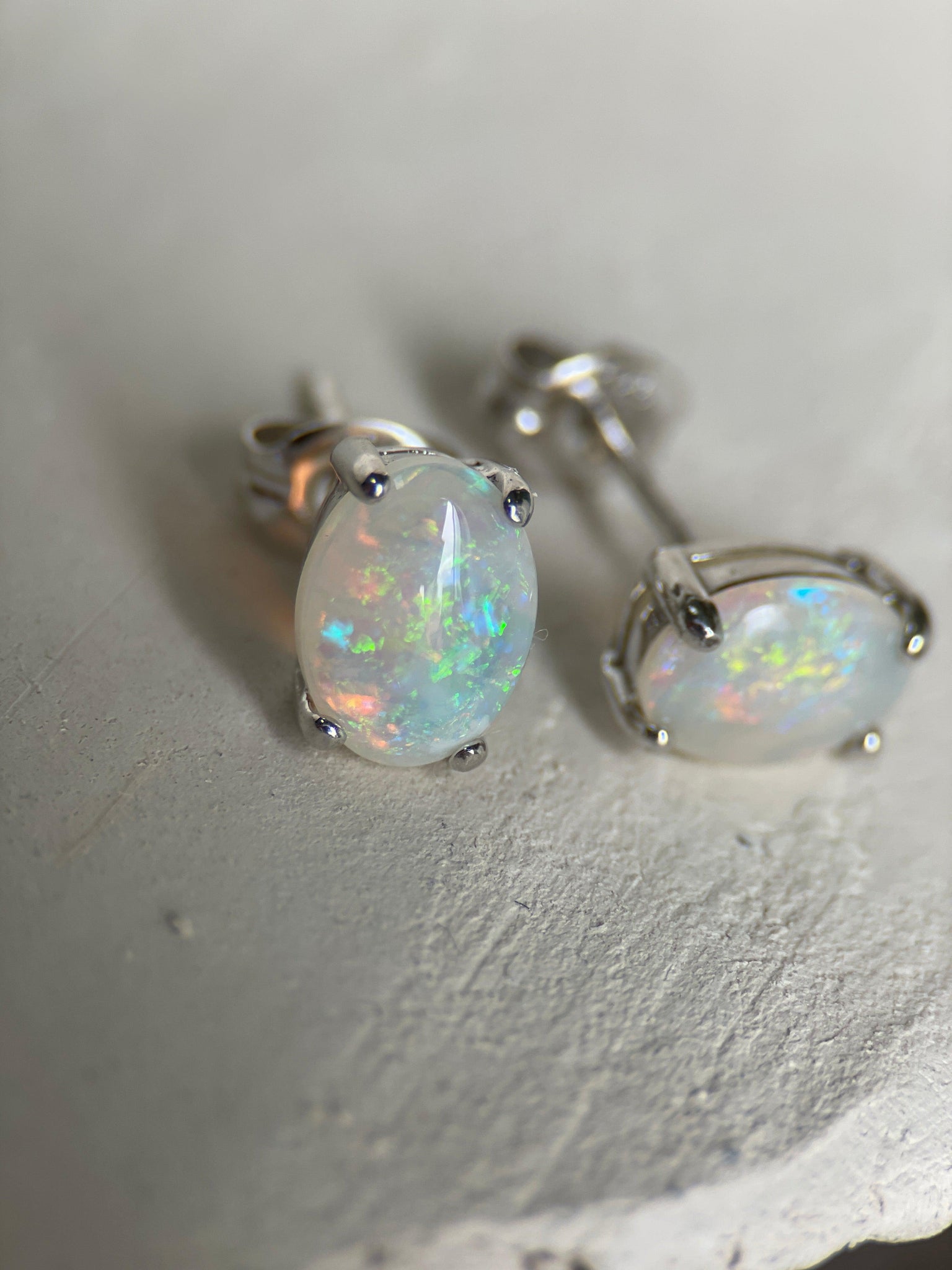 SOLID WHITE AUSTRALIAN OPAL STUDS-Other-Corkysaintclair Melbourne
