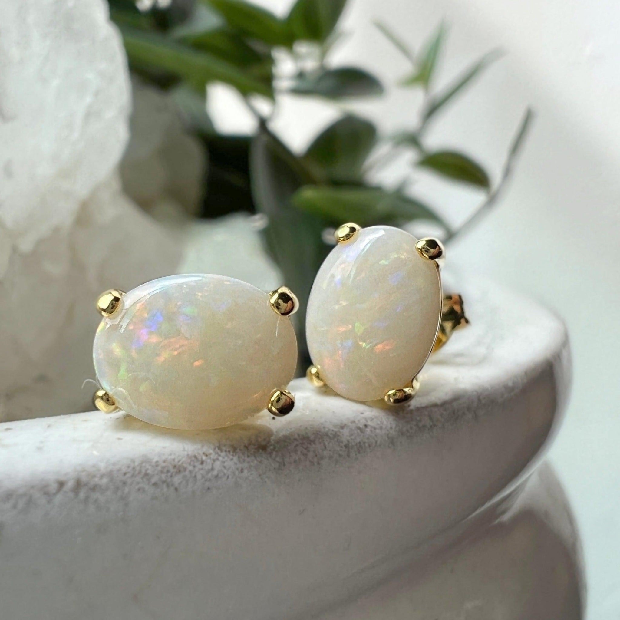 SOLID WHITE OPAL STUDS-Other-Corkysaintclair Melbourne