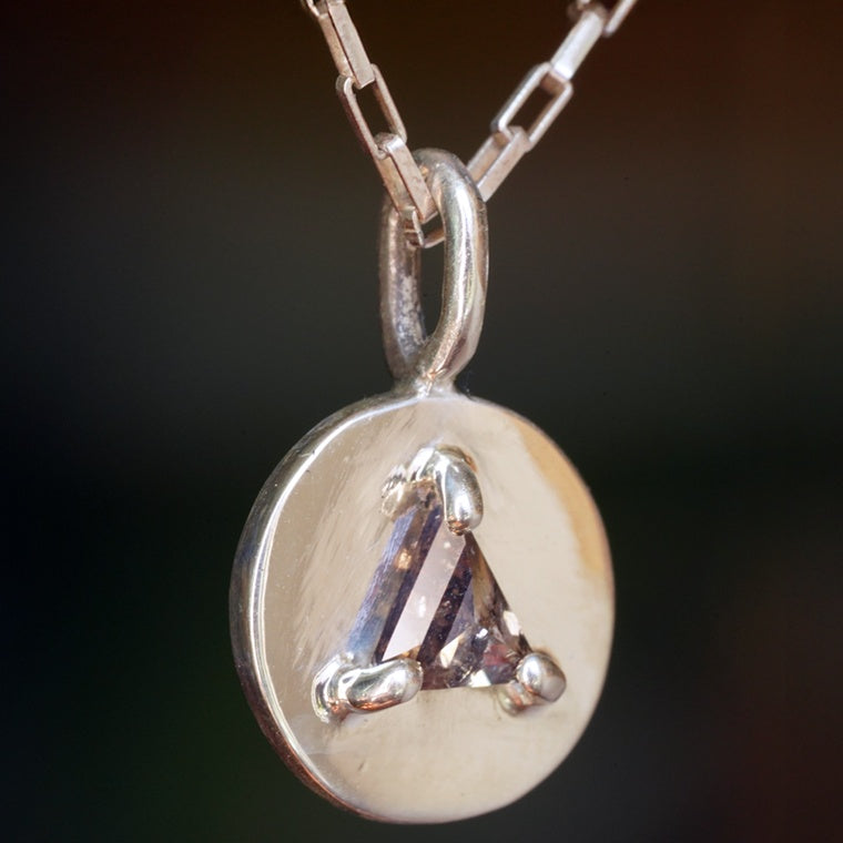 DELTA SIGIL sterling silver pendant with trillion-cut stone