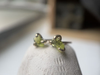 ROUGH PERIDOT STUDS