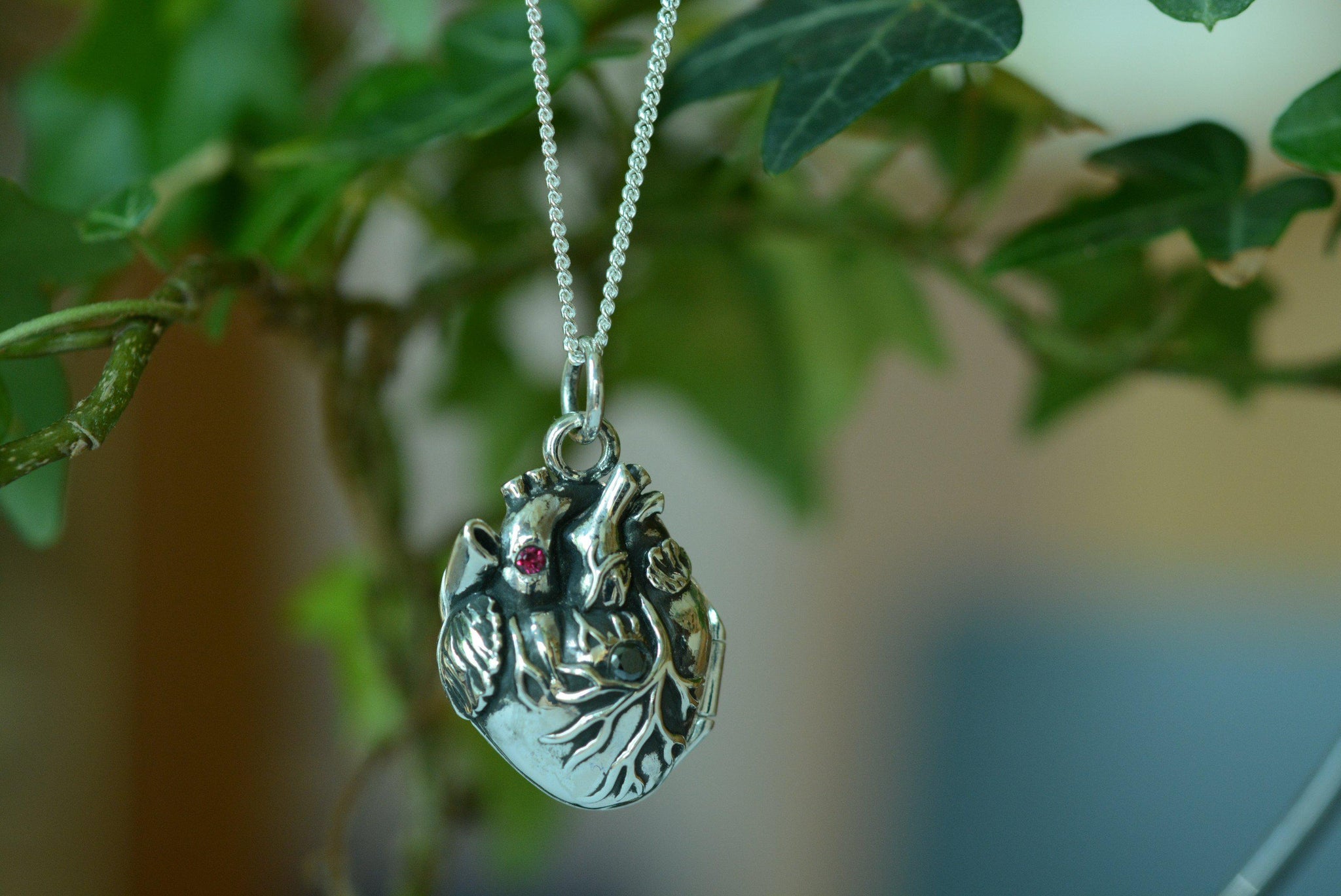 GEMSTONE SET ANATOMICAL HEART LOCKET-Necklaces-Corkysaintclair Melbourne