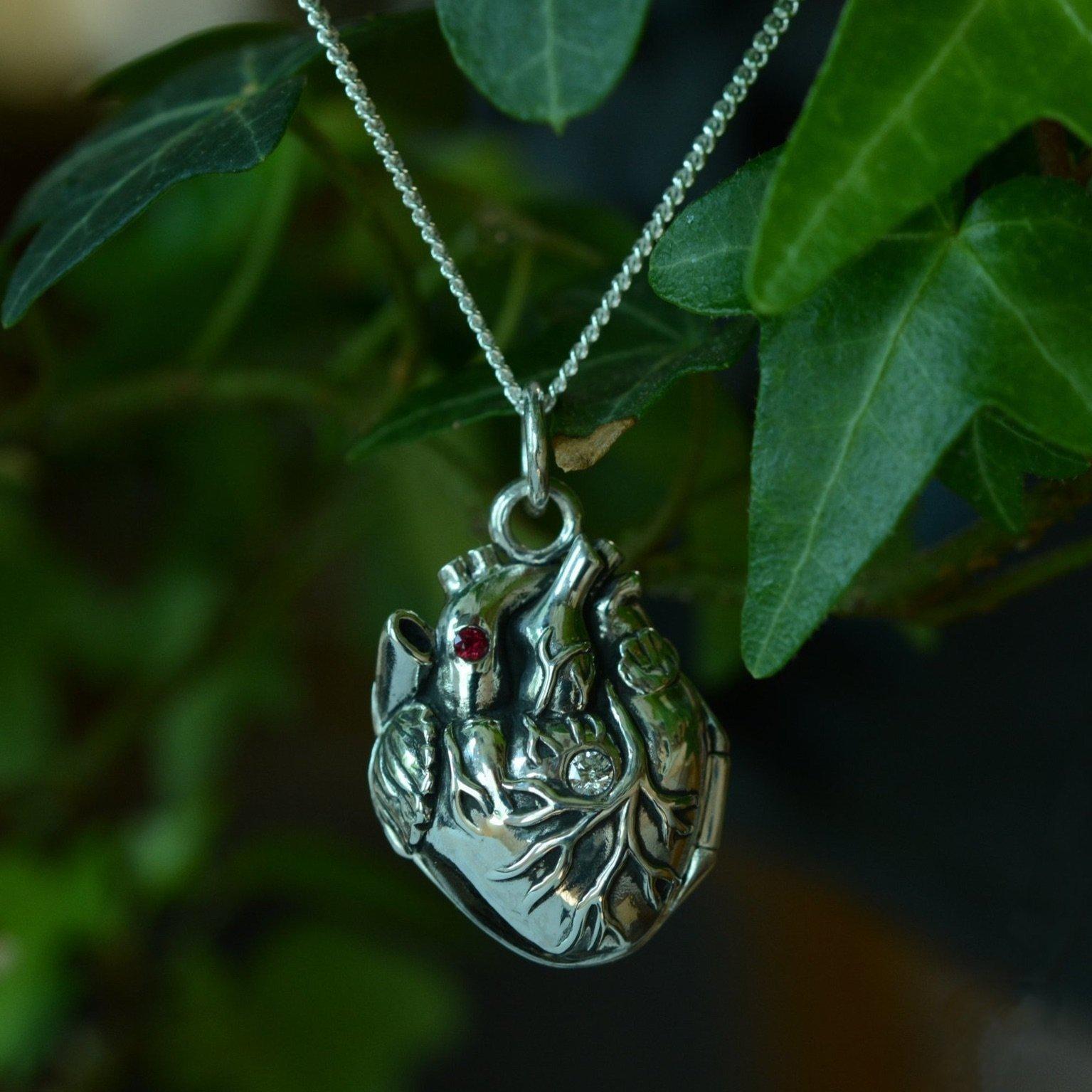GEMSTONE SET ANATOMICAL HEART LOCKET-Necklaces-Corkysaintclair Melbourne