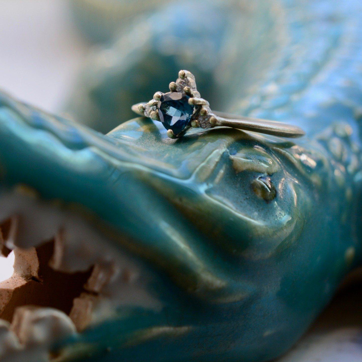 MAGNOLIA RING WITH LONDON BLUE TOPAZ-Rings-Corkysaintclair Melbourne