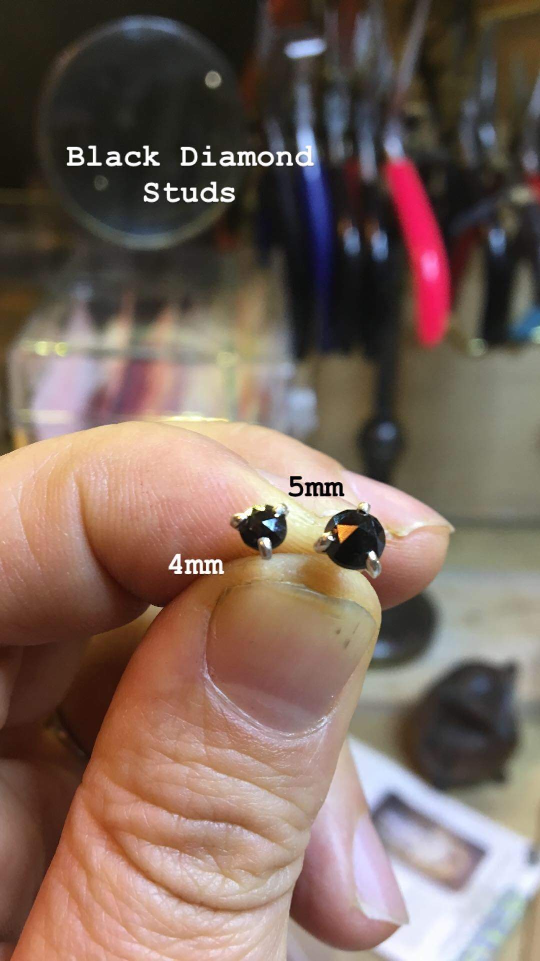 ROSE CUT BLACK DIAMOND STUDS-Other-Corkysaintclair Melbourne