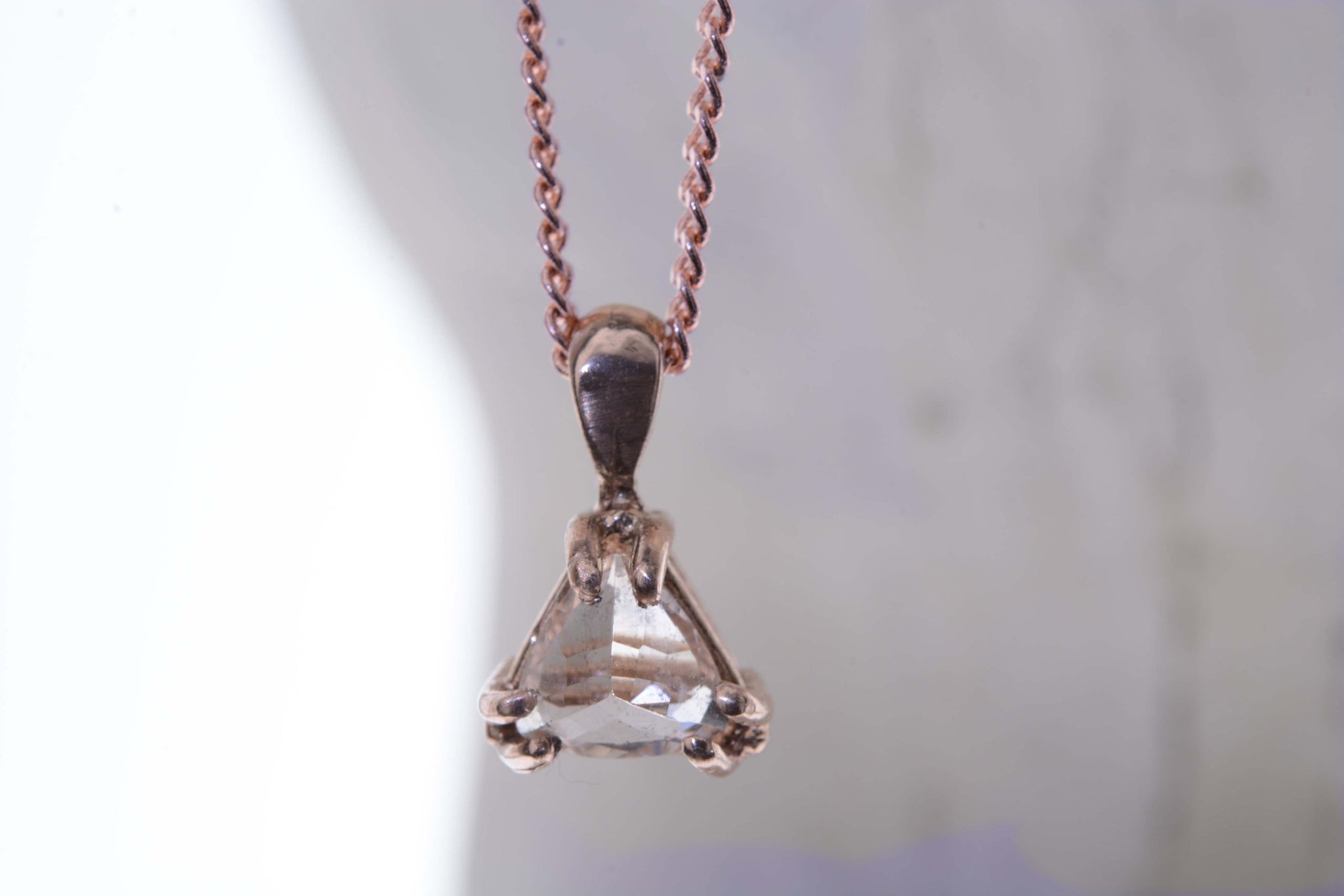 ROSE GOLD MORGANITE TRILLIONAIRE PENDANT-Necklaces-Corkysaintclair Melbourne