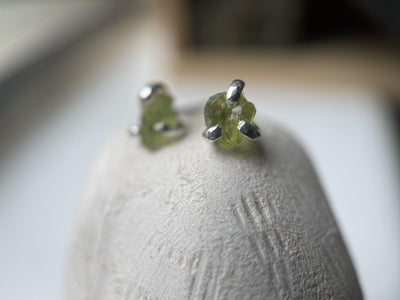 ROUGH PERIDOT STUDS-Earrings-Corkysaintclair Melbourne