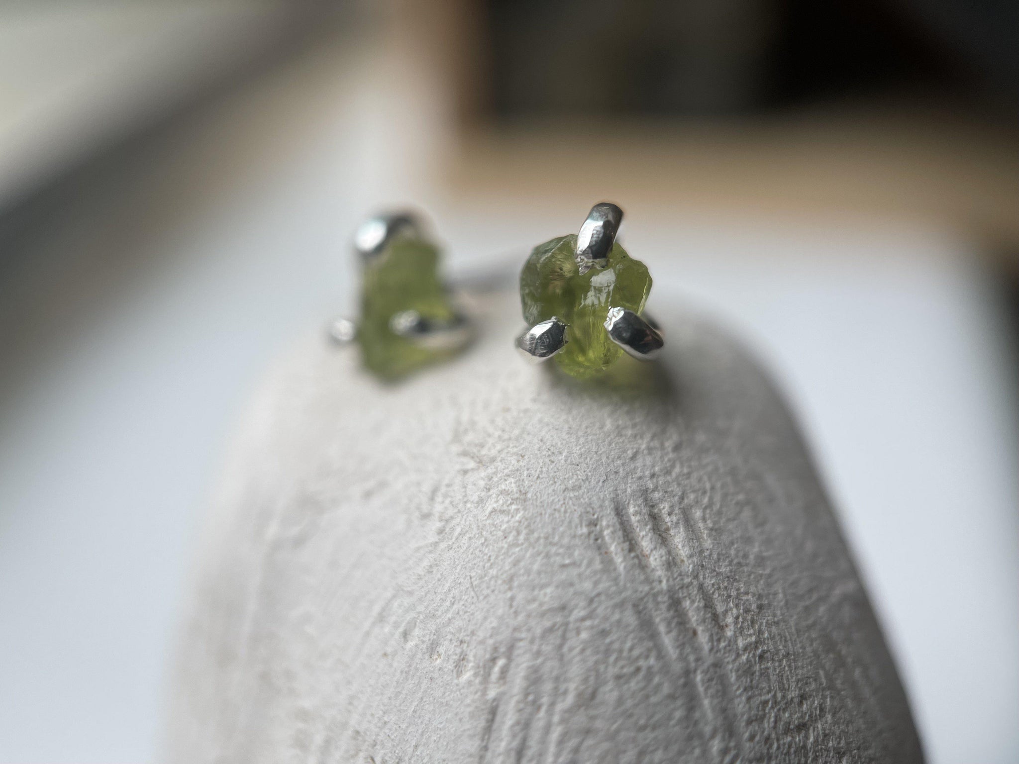 ROUGH PERIDOT STUDS-Earrings-Corkysaintclair Melbourne