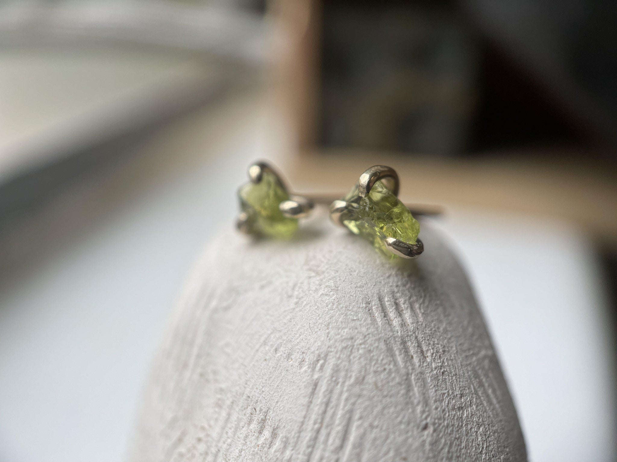 ROUGH PERIDOT STUDS-Earrings-Corkysaintclair Melbourne