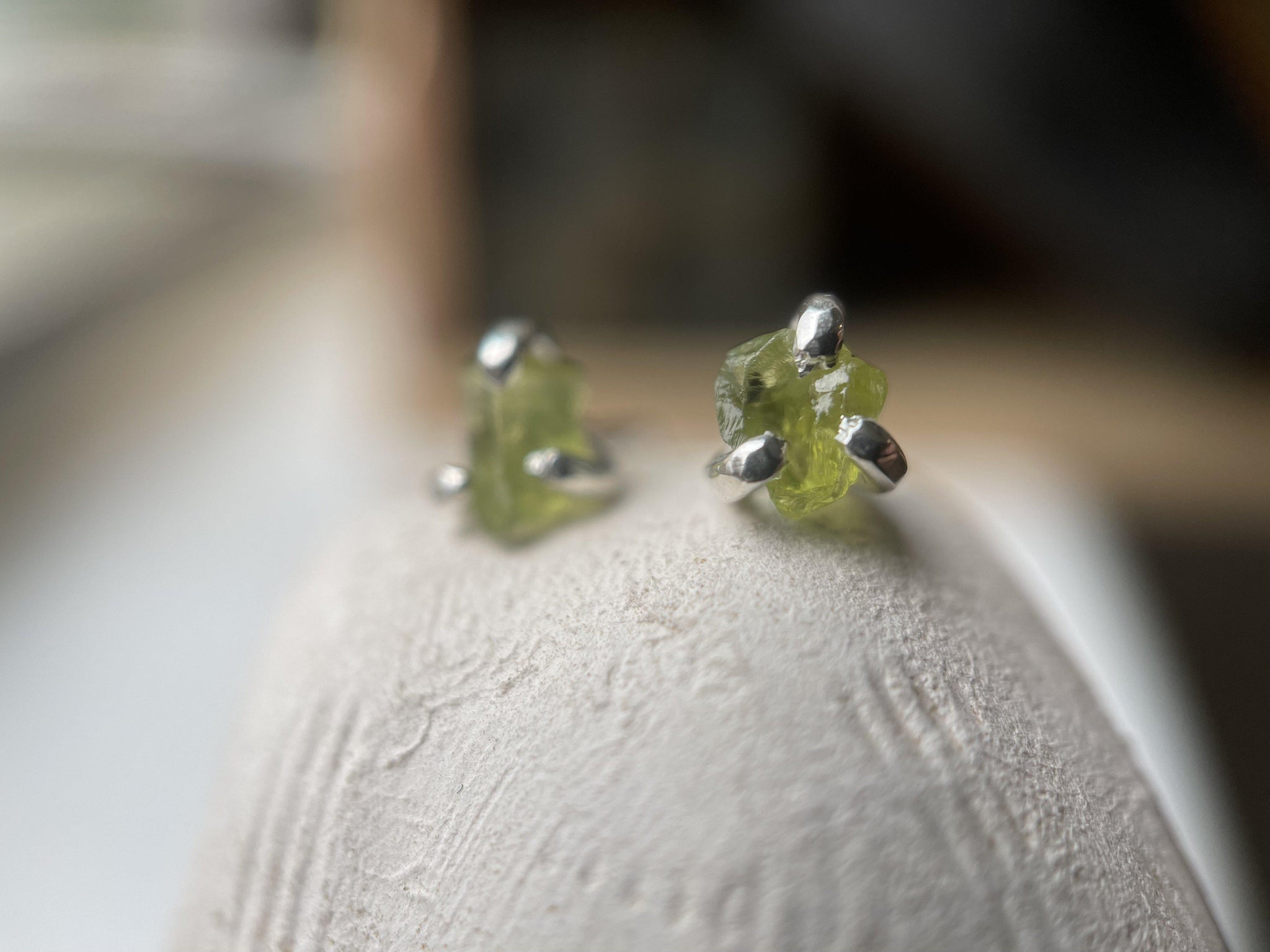 ROUGH PERIDOT STUDS-Earrings-Corkysaintclair Melbourne