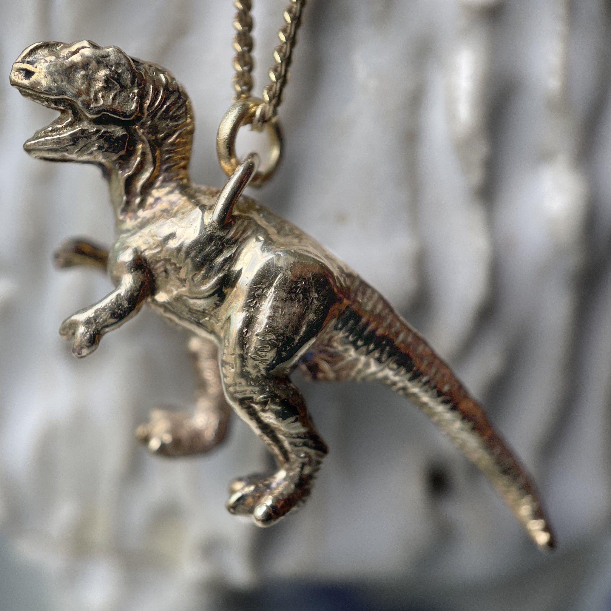 Godzilla Dinosaur Shaped Pendant Necklace in Gold | Animal Jewelry – DOTOLY