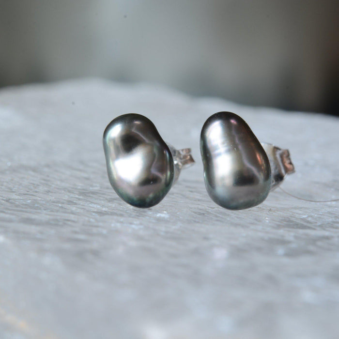 TAHITIAN PEARL STUDS - SILVER-Accessories-Corkysaintclair Melbourne