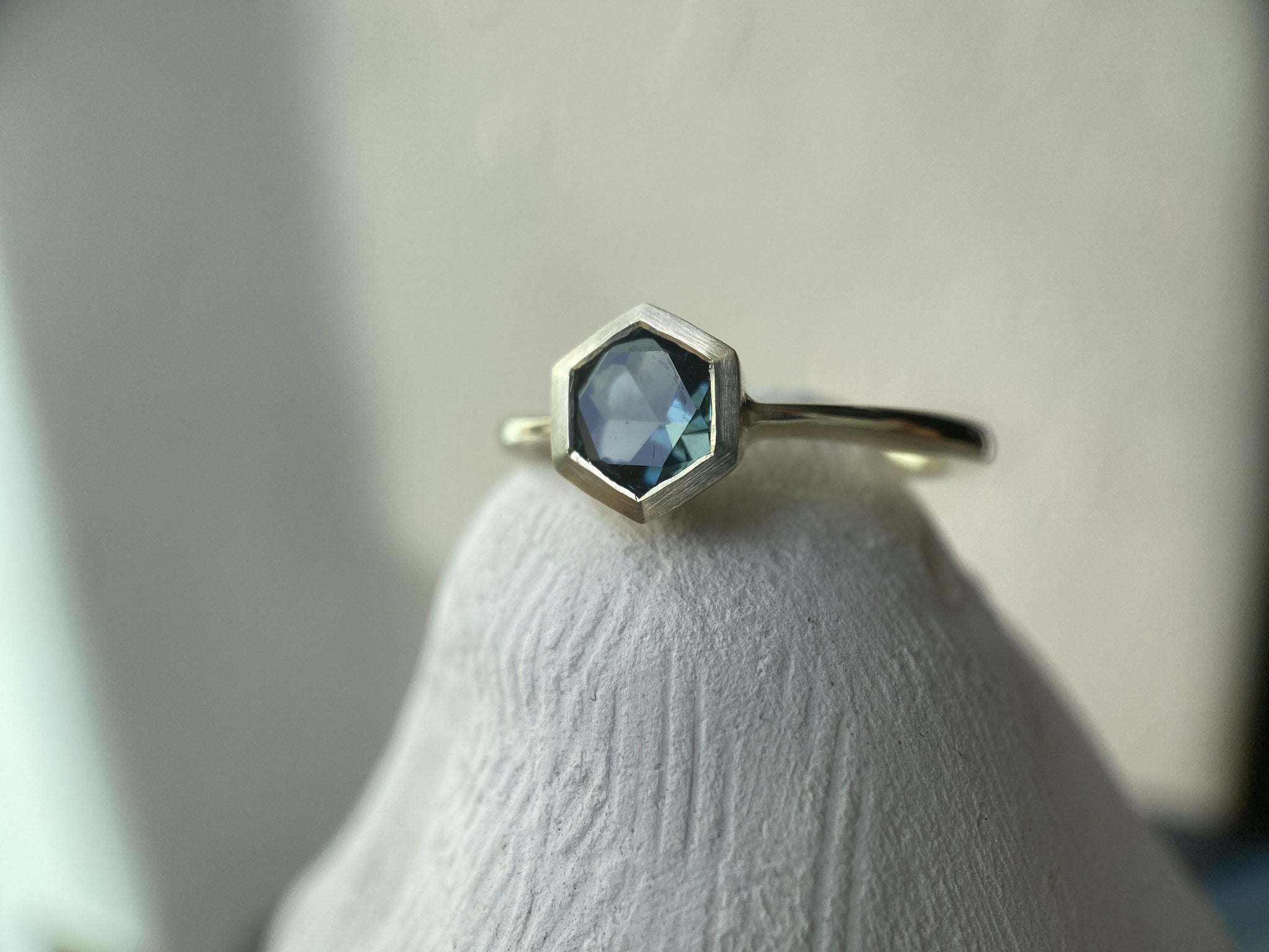 TEAL HEXAGON RING-Rings-Corkysaintclair Melbourne