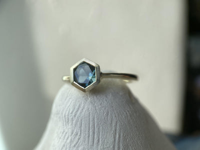 TEAL HEXAGON RING-Rings-Corkysaintclair Melbourne