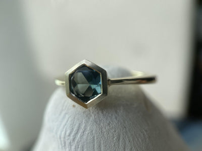 TEAL HEXAGON RING-Rings-Corkysaintclair Melbourne