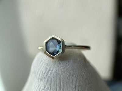 TEAL HEXAGON RING-Rings-Corkysaintclair Melbourne