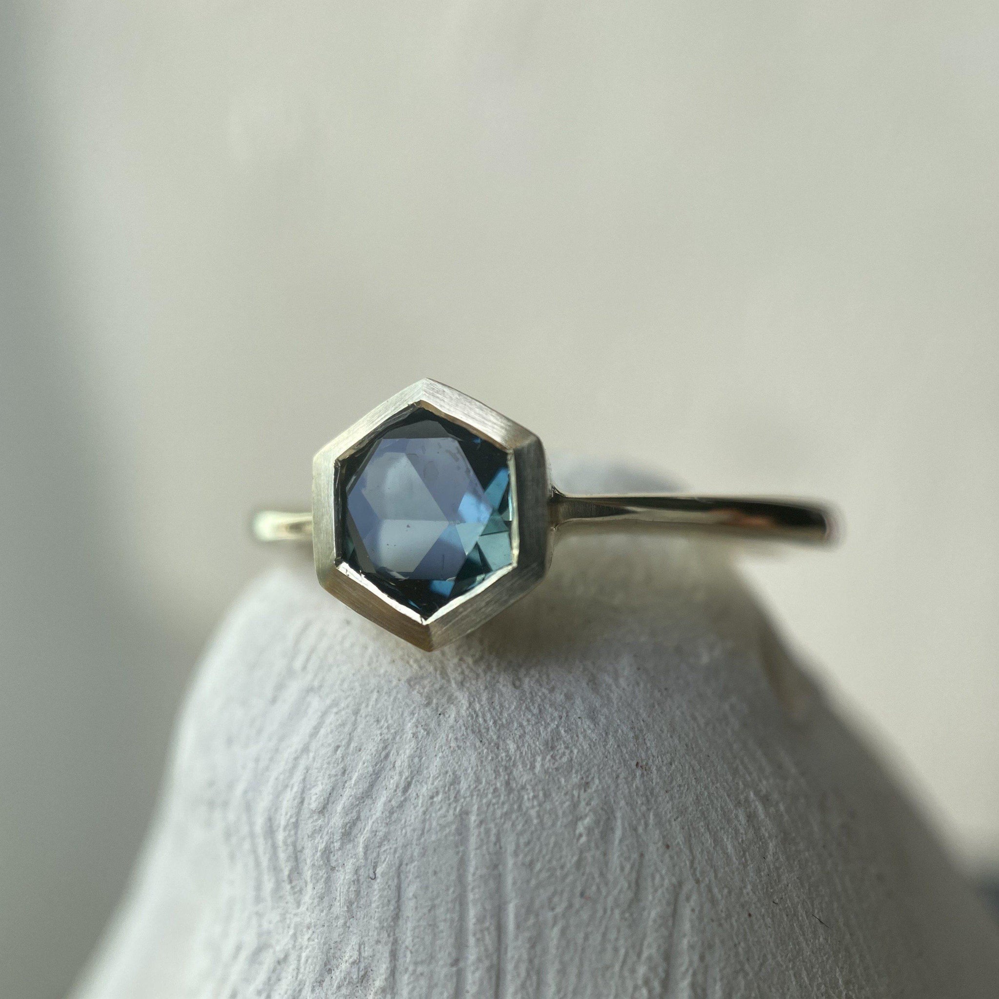 TEAL HEXAGON RING Corkysaintclair Melbourne